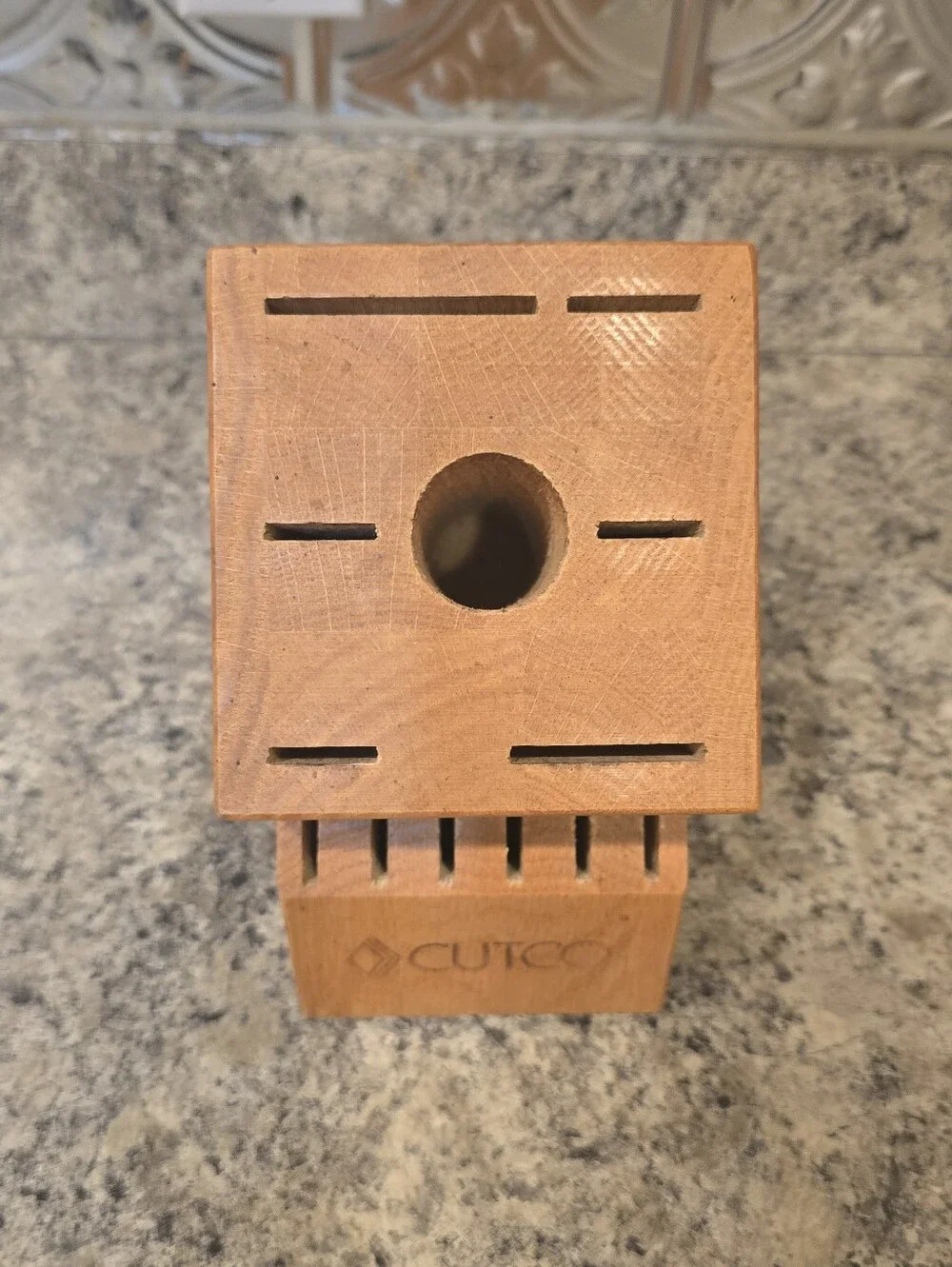 CUTCO Oak Wooden Knife Block 13 Slot Solid Honey Oak - Made in USA
